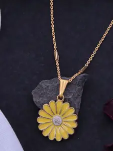 Ramdev Art Fashion Jwellery 22k Gold-Plated Floral Shaped Pendants With Chains