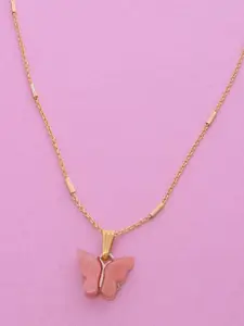 Ramdev Art Fashion Jwellery 22k Gold-Plated Artificial Stones Studded Pendant With Chain