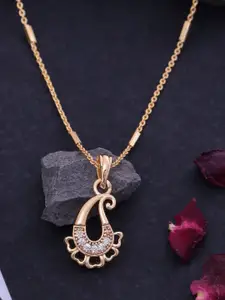 Ramdev Art Fashion Jwellery 22k Gold-Plated Artificial Stones Studded Pendants With Chains