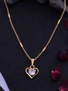 Ramdev Art Fashion Jwellery 22k Gold-Plated Artificial Stones Studded Pendant With Chain