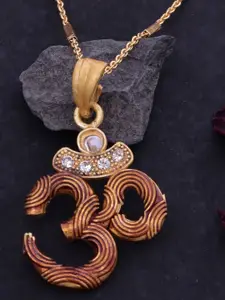 Ramdev Art Fashion Jwellery 22k Gold-Plated Artificial Stones Studded Pendants With Chains
