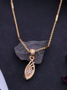 Ramdev Art Fashion Jwellery Gold-Plated Stone-Studded House-Shaped Pendant Chain