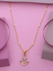 Ramdev Art Fashion Jwellery 22k Gold-Plated Stones Studded Pendants With Chains