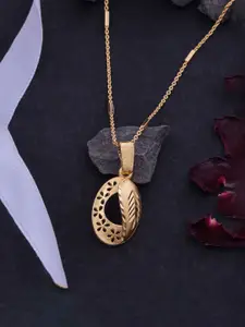 Ramdev Art Fashion Jwellery Gold-Plated Oval-Shaped Pendant With Chain