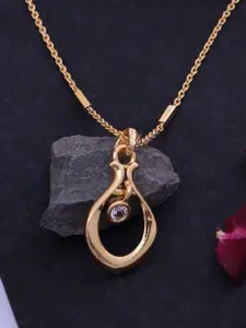 Ramdev Art Fashion Jwellery 22k Gold-Plated Artificial Stones Studded Pendants With Chains