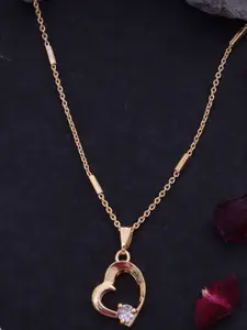 Ramdev Art Fashion Jwellery 22k Gold-Plated Artificial Stones Studded Pendant With Chain