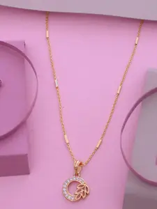 Ramdev Art Fashion Jwellery 22K Gold-Plated Artificial Stones Studded Pendants With Chains