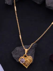Ramdev Art Fashion Jwellery 22k Gold-Plated Artificial Stones Studded Pendant With Chain