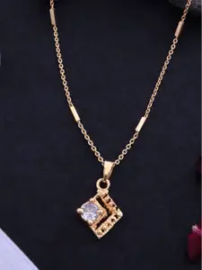 Ramdev Art Fashion Jwellery 22k Gold-Plated Artificial Stones Studded Pendant With Chain
