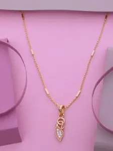 Ramdev Art Fashion Jwellery 22k Gold-Plated Artificial Stones Studded Pendants With Chains