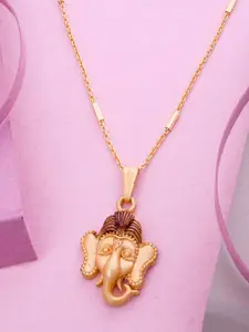 Ramdev Art Fashion Jwellery 22k Gold-Plated Ganesha Pendants With Chains