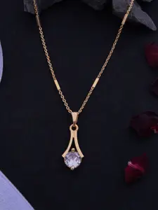 Ramdev Art Fashion Jwellery Gold-Plated Stone-Studded Pendant With Chain