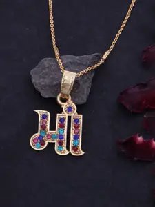 Ramdev Art Fashion Jwellery 22k Gold-Plated Artificial Stones Studded Pendants With Chains