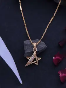 Ramdev Art Fashion Jwellery 22k Gold-Plated Artificial Stones Studded Pendants With Chains