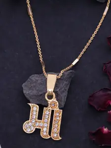 Ramdev Art Fashion Jwellery Gold-Plated Artificial Stones Studded Maa Pendants With Chains