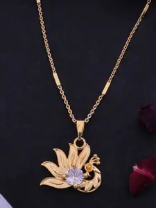 Ramdev Art Fashion Jwellery 22k Gold-Plated Artificial Stones Studded Pendants With Chains