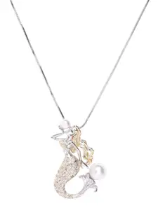 YouBella Gold-Plated Artificial Stones Studded Contemporary Pendant With Chain