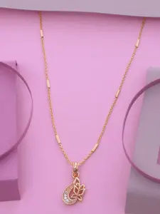 Ramdev Art Fashion Jwellery 22K Gold-Plated Artificial Stones Studded Pendant With Chain