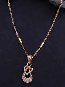 Ramdev Art Fashion Jwellery 22k Gold-Plated Artificial Stones Studded Pendant With Chain
