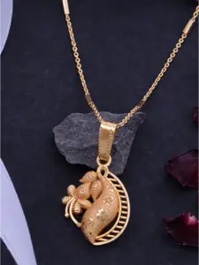 Ramdev Art Fashion Jwellery Gold-Plated Flower Design Pendant With Chain