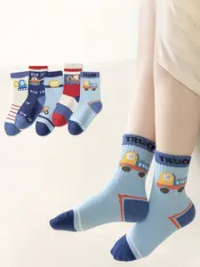 KIDOfash Boys Pack Of 5 Patterned Above Ankle-Length Socks