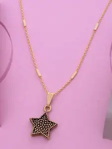 Ramdev Art Fashion Jwellery Gold-Plated Star-Shaped Pendant With Chain