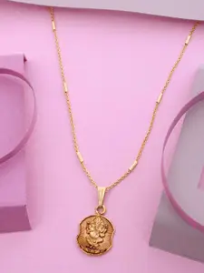 Ramdev Art Fashion Jwellery Gold-Plated Ganesha-Shaped Pendant With Chain