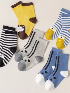 KIDOfash Boys Pack Of 5 Striped Above Ankle-Length Socks