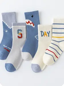 KIDOfash Boy Pack Of 5 Printed Above Ankle-Length Socks