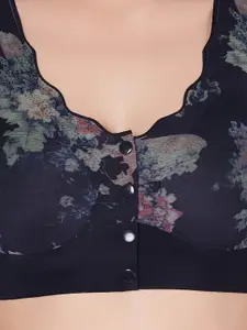 PLUMBURY Floral Full Coverage Front Open Removable Padding Rapid Dry Everyday Bralette Bra