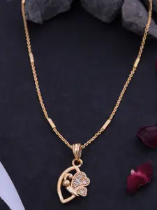 Ramdev Art Fashion Jwellery 22k Gold-Plated Artificial Stones Studded Pendant With Chain