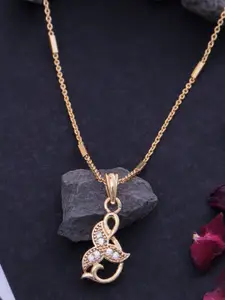 Ramdev Art Fashion Jwellery 22k Gold-Plated Artificial Stones Studded Pendant With Chain