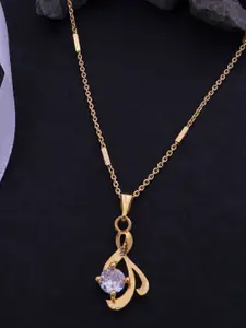 Ramdev Art Fashion Jwellery 22k Gold-Plated Artificial Stones Studded Pendants With Chains