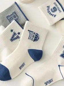 KIDOfash Boys Pack Of 5 Printed Above Ankle-Length Socks