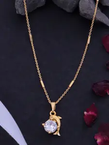 Ramdev Art Fashion Jwellery 22k Gold-Plated Artficial Stones Studded Pendants With Chains