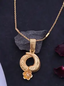Ramdev Art Fashion Jwellery 22k Gold-Plated Floral Shaped Pendants With Chains
