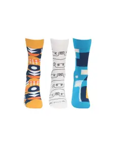Bonjour Men Pack Of 3  Printed Assorted Calf Length Socks