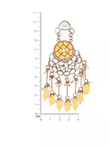 Anouk Gold-Plated Artificial Stones Studded & Beaded Crescent Shaped Drop Earrings