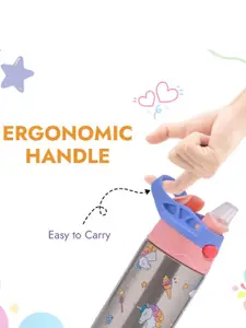 Adore Kids Helios! Pink Unicorn Printed Stainless Steel Sipper Water Bottle - 350 ml