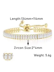 DressBerry Gold-Plated American Diamond Studded Link Bracelet