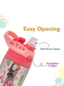 Adore Kids Helios! Pink Birds Printed Stainless Steel Sipper Water Bottle - 350 ml