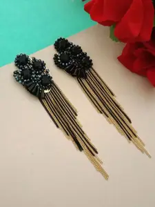 DIVASTRI Gold-Plated Artificial Beads Beaded Contemporary Drop Earrings