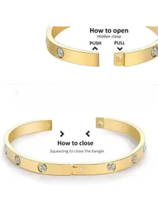 DressBerry Set Of 2 Gold-Plated American Diamond Studded Kada Bracelet