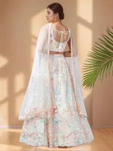 FABPIXEL Embroidered Sequinned Semi-Stitched Lehenga & Unstitched Blouse With Dupatta