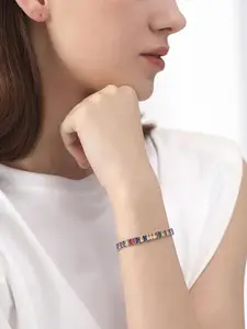 DressBerry Gold-Plated American Diamond Antique Link Bracelet