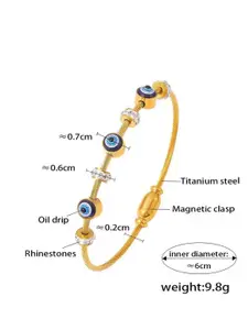 DressBerry Stainless Steel Gold-Plated AD Studded Evil Eye Anti Tarnish Charm Bracelet