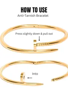 DressBerry Set Of 2 Gold-Plated American Diamond Studded Anti-Tarnish Kada Bracelet