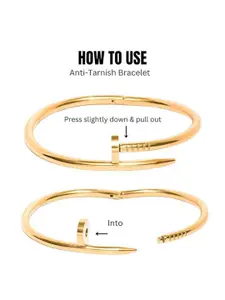 DressBerry Set Of 2 Rose Gold-Plated American Diamond Studded Kada Bracelet