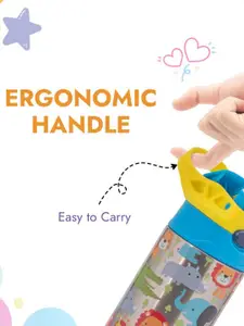 Adore Kids Helios! Blue Animals Printed Stainless Steel Sipper Water Bottle - 350 ml