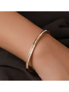 DressBerry  Gold-Plated American Diamond Studded Kada Bracelet